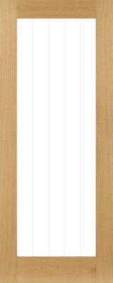 Internal Oak Ely 1L Full (CLEAR GLASS GROOVED LINES) Pre-Finished Door
