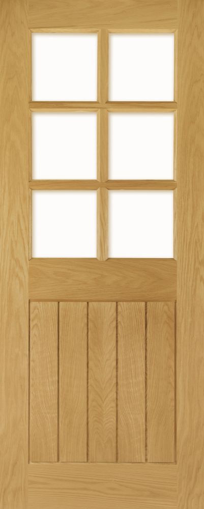 Internal Oak Ely 6L Glazed (CLEAR BEVELLED GLASS) Pre-Finished Door