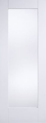 White Primed 1 Panel Pattern 10 (CLEAR GLASS) Solid Core - LPD