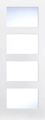 Internal White Primed Shaker 4 Light (CLEAR GLASS) Solid Core Door