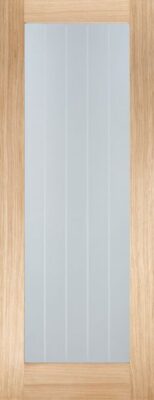 Internal Oak Mexicano Pattern 10 (CLEAR GLASS FROSTED LINES) Pre-Finished Door