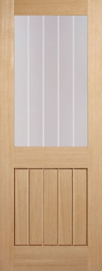 Internal Mexicano Oak (CLEAR GLASS ETCHED LINES) Pre-Finished FD30 44mm Fire Door