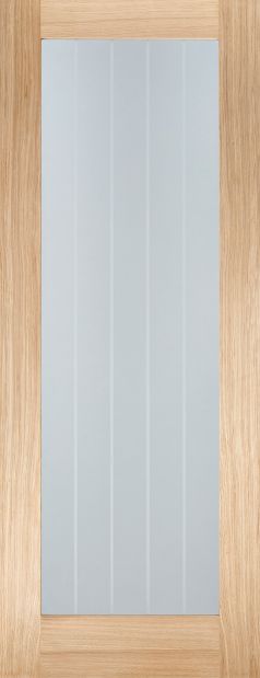 Internal Oak Mexicano Pattern 10 (CLEAR GLASS FROSTED LINES) Un-Finished Door