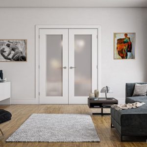 Internal White Primed Denver (OBSCURE GLASS) Rebated Door Pair