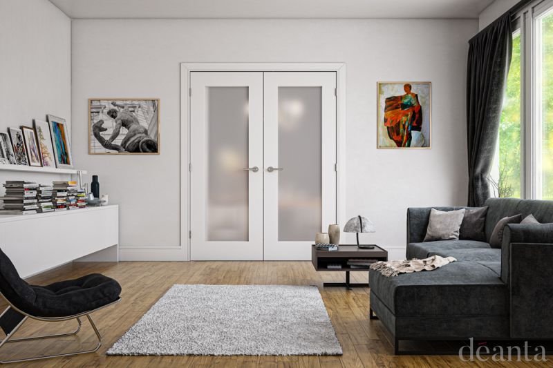Internal White Primed Denver (OBSCURE GLASS) Rebated Door Pair