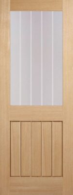 Internal Oak Mexicano Half-Light (CLEAR GLASS ETCHED LINES) Un-Finished Door