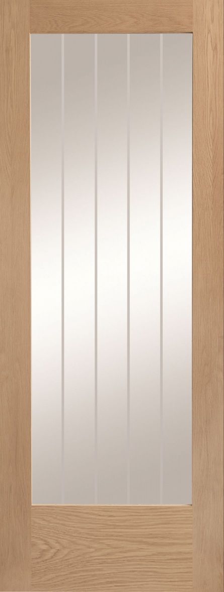 Internal Oak Suffolk Original P10 (CLEAR GLASS ETCHED LINES) Pre-Finished Door