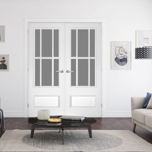 Internal White Primed Canterbury (CLEAR BEVELLED GLASS) Rebated Door Pair
