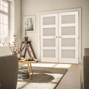 Internal White Primed Coventry (OBSCURE GLASS) Rebated Pair