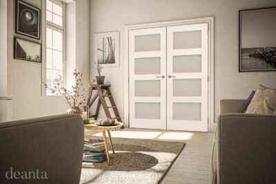 Internal White Primed Coventry (OBSCURE GLASS) Rebated Pair