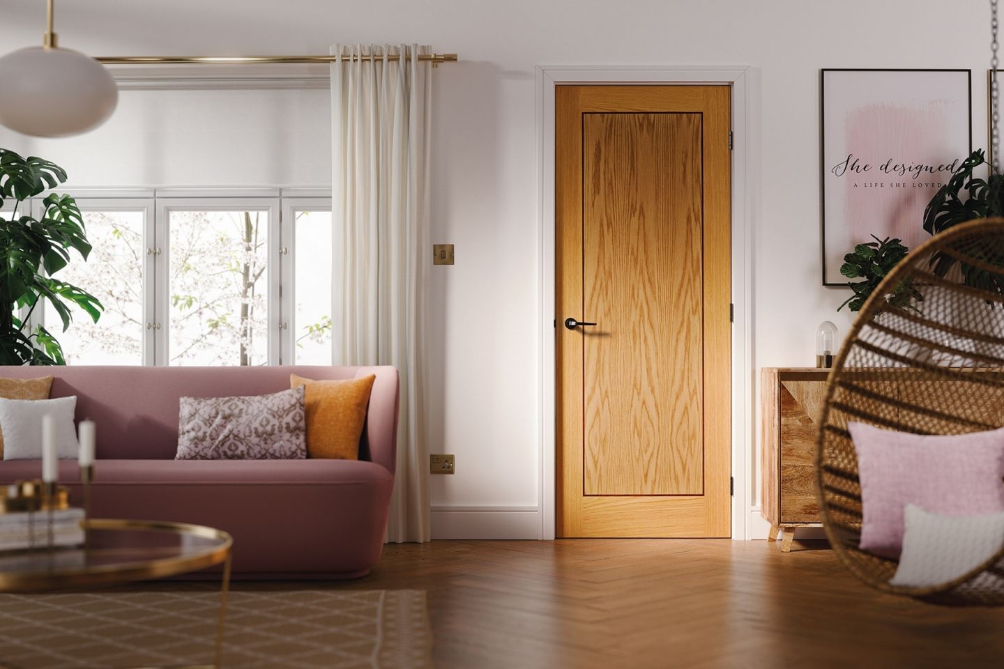 Oak Inlay 1P Pre-Finished FD30 44mm Fire Door - LPD - Image 2