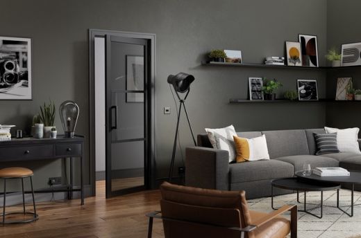 Internal Tribeca 3L Black Pre-Finished (TINTED GLASS) Door - Image 2