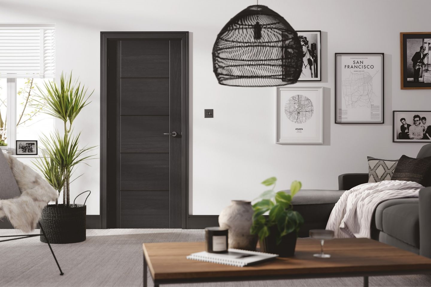 Internal Charcoal Black Vancouver FD30 44mm Solid Core Door Pre-Finished - LPD - Image 2