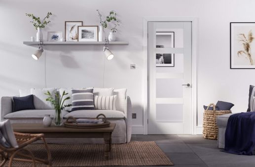Internal White Primed Shaker 4 Light (CLEAR GLASS) Solid Core Door - Image 2