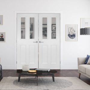 Internal White Primed Rochester (CLEAR GLASS) Rebated Door Pair