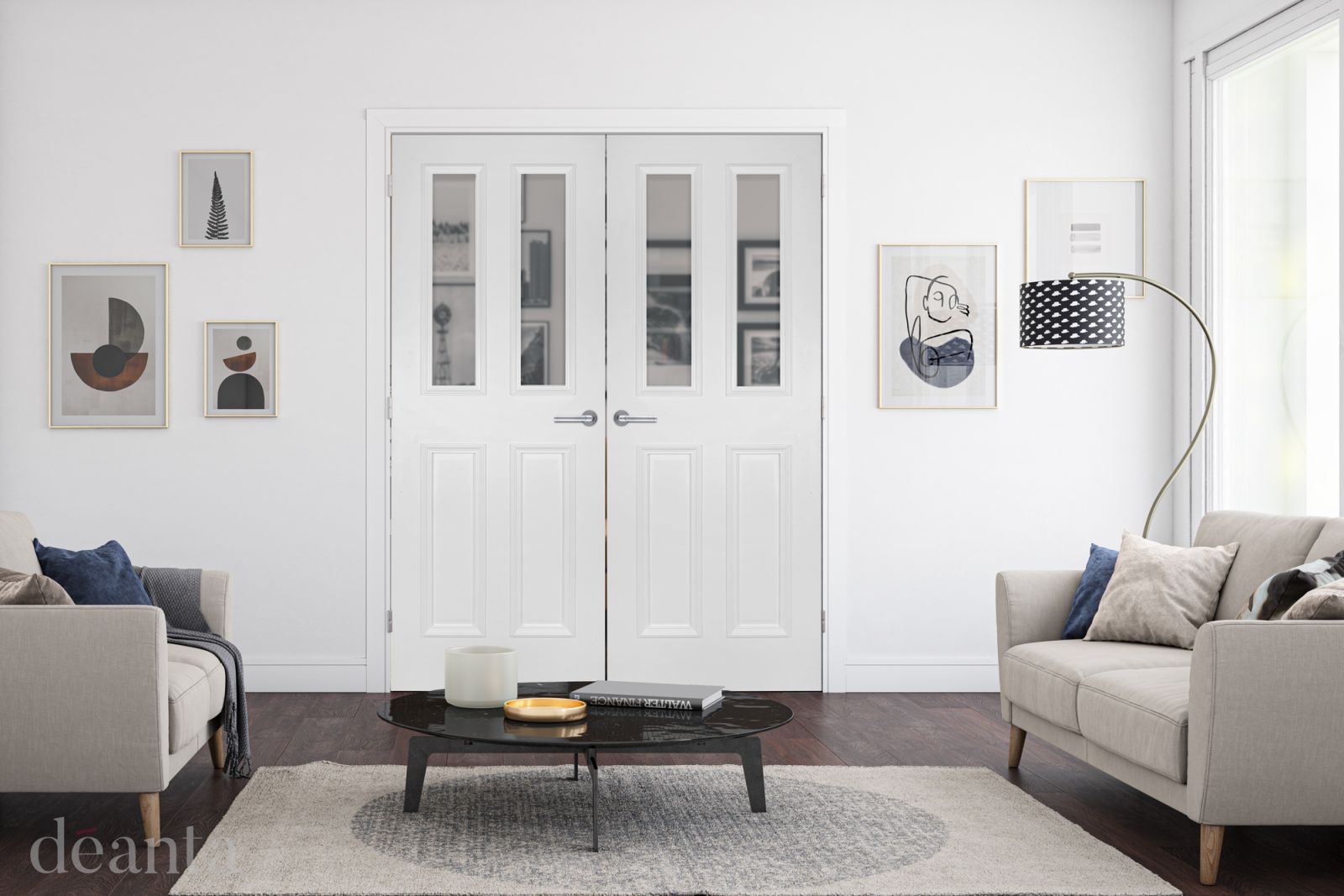 Internal White Primed Rochester (CLEAR GLASS) Rebated Door Pair