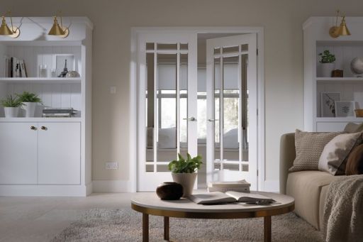 White Primed Manhattan (BEVELLED GLASS) Pairs - Solid Core - LPD - Image 2