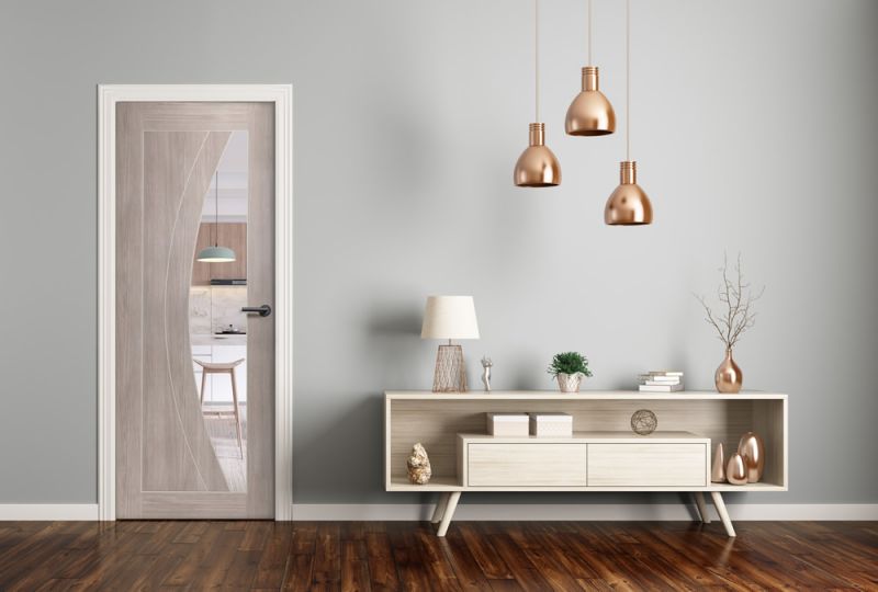 Internal White Grey Laminate Salerno (CLEAR GLASS) Door - Image 2