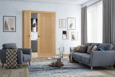 internal Oak Ely Pre-finished Door Pair