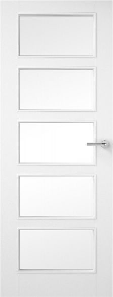 Internal White Primed 5 Panel 5L (CLEAR GLASS) Standard Core Smooth Finish Door