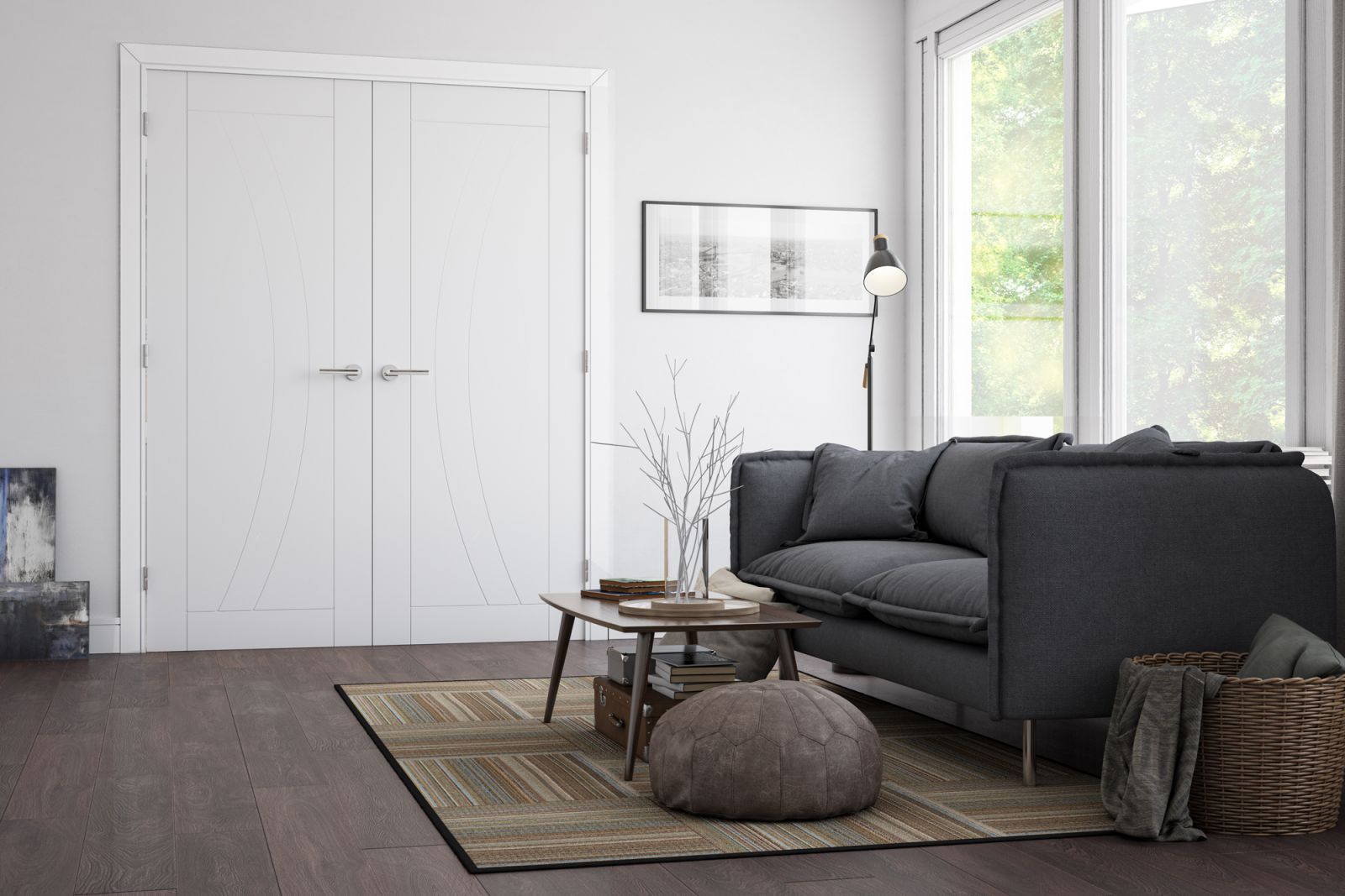 Internal White Primed Ravello Rebated Door Pair