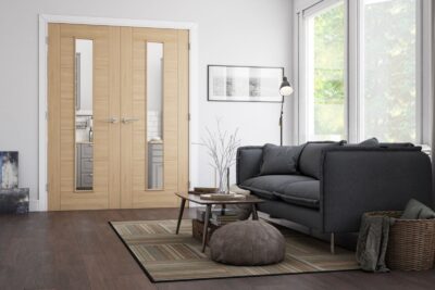 Oak Seville 1L (CLEAR GLASS) Pre-Finished Door Pair