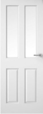 Internal White Primed 2 Light 2 Panel (CLEAR GLASS) Woodgrain Door