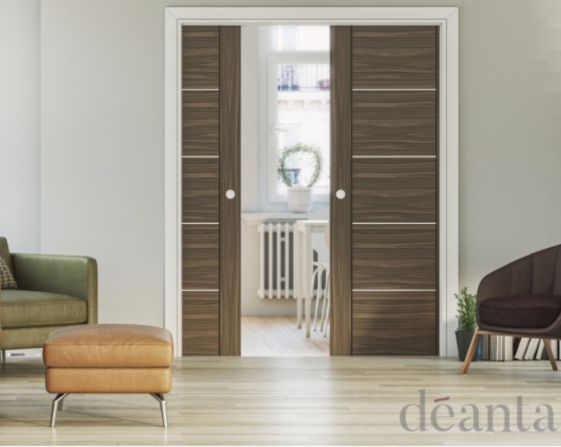Double Door Kit + Handle & Doorjamb 125mm White Doorjamb + Black Finish Hardware