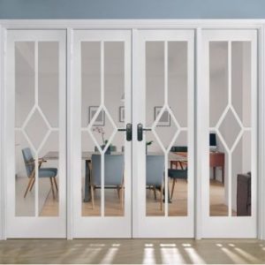 Internal White Primed Reims W8 (CLEAR BEVELLED GLASS) Room Divider