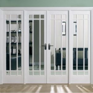 Internal White Primed Manhattan W8 (CLEAR BEVELLED GLASS) Room Divider