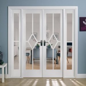 Internal White Primed Reims W6 (CLEAR BEVELLED GLASS) Room Divider