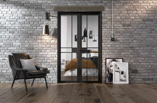 Internal Black Greenwich Pre-Finished W4 (CLEAR GLASS) Room Divider