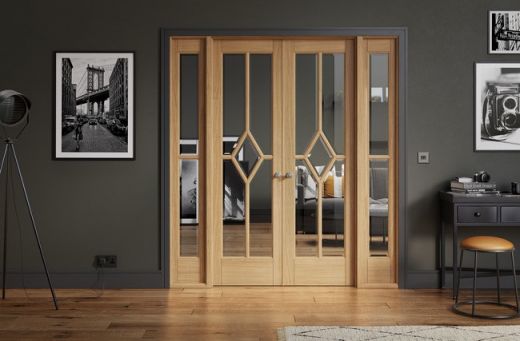 Internal Reims Pre-Finished Oak W6 (CLEAR BEVELLED GLASS) Room Divider