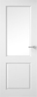 White Primed 2 Panel Square Top Half Light (CLEAR GLASS) - Smooth - PD