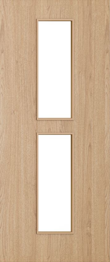 Flush Oak D012 Glazed FD30 44mm Pre-Finished Firedoor - DE