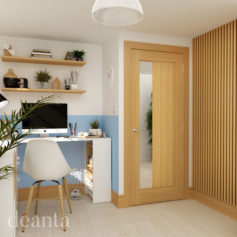 Internal Oak Ely 1SL (CLEAR GLASS) Pre-Finished Door - Image 2