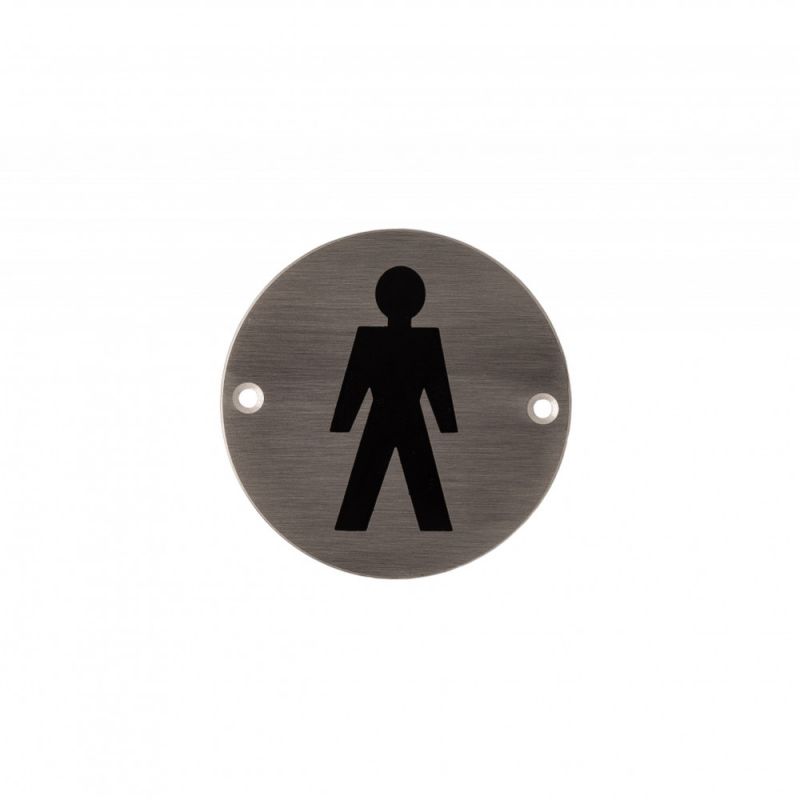 3 inch Round Steel Male Pictogram Sign