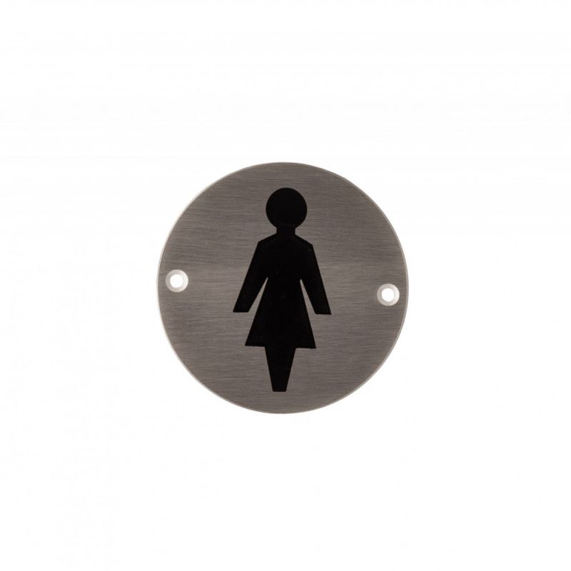 3 inch Round Steel Female Pictogram Sign