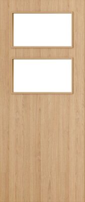 Flush Oak D02 Glazed FD30 44mm Pre-Finished Firedoor - DE