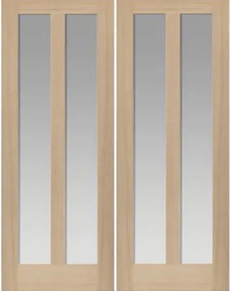 Oak Vermont Rebated Pair with CLEAR GLASS - Prefinished - DG