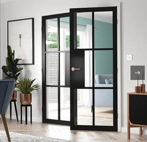 Internal Civic Black (CLEAR GLASS) Pre-Finished Internal Door Pair