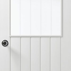 Internal White Primed Vertical 5 Panel Textured Half Light (CLEAR GLASS ETCHED LINES) Door