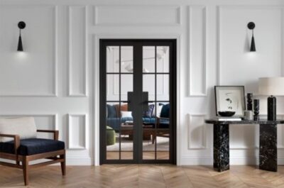 Internal Black Malvern W4 Pre-Finished (CLEAR GLASS) Room Divider