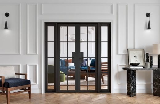 Internal Black Malvern W6 Pre-Finished (CLEAR GLASS) Room Divider