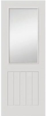 Internal White Primed Thames (CLEAR GLASS) Semi Solid Core Smooth Door