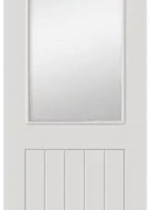 Internal White Primed Thames (CLEAR GLASS) Semi Solid Core Smooth Door