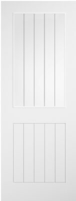 Internal White Pre-Finished Laminate Cottage (CLEAR GLASS FROSTED LINES) Semi Solid Core Door