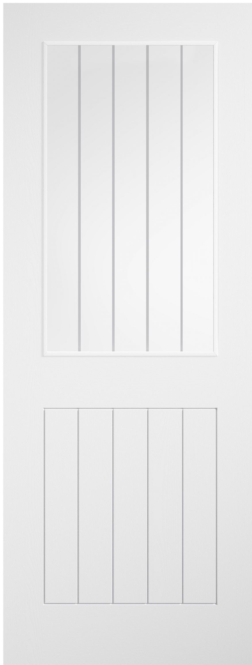 Internal White Pre-Finished Laminate Cottage (CLEAR GLASS FROSTED LINES) Semi Solid Core Door