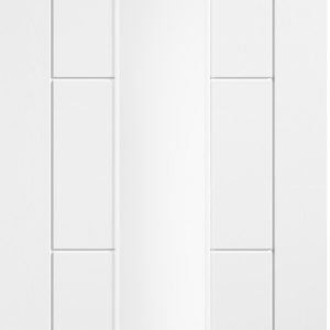 Internal White Pre-Finished Linear 7 Panel (CLEAR GLASS) Semi Solid Core Door
