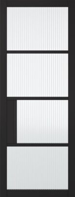 Internal Chelsea 4L Black Pre-Finished (REEDED GLASS) Door